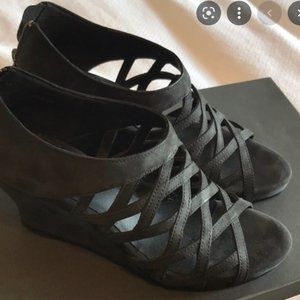 Eileen Fisher Black Suede Sandals Wedge
